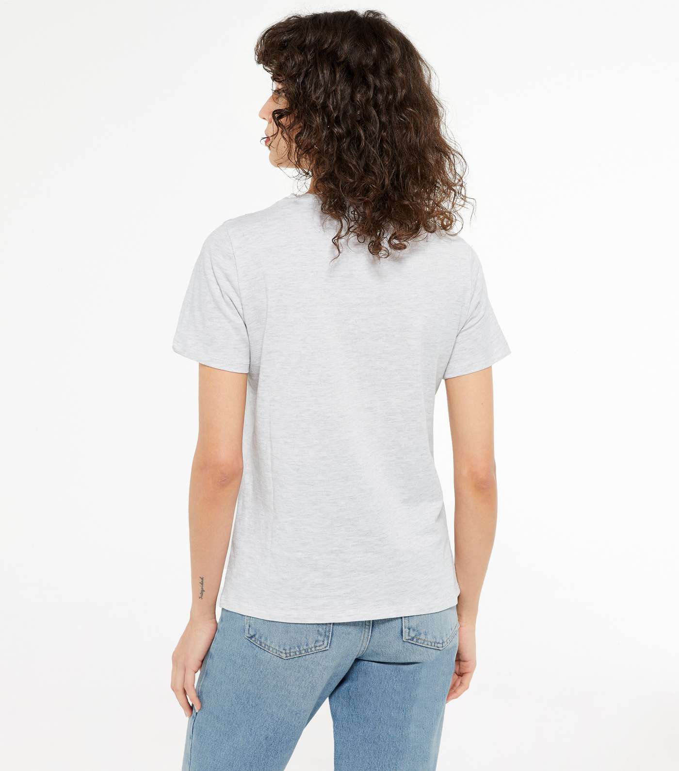 Pale Grey Basic Cotton Blend T-Shirt Image 3