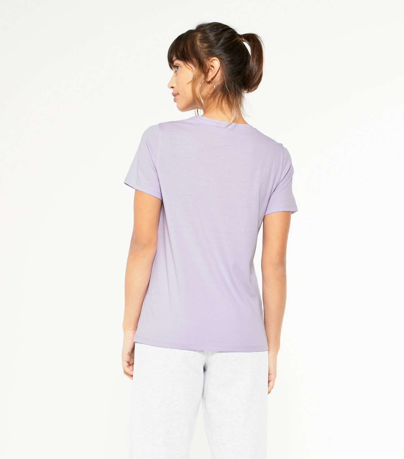 Lilac Basic Cotton T-Shirt Image 3