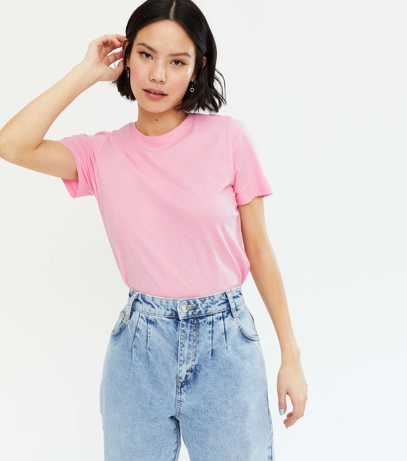 Mid Pink Basic Cotton T-Shirt Image 3