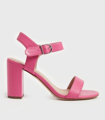 cerise pink block heel sandals