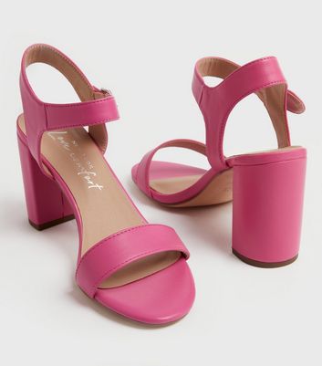 cerise pink block heel sandals