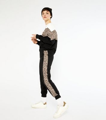 Leopard Print Track Pants With newest Black on the Sides, Unisex