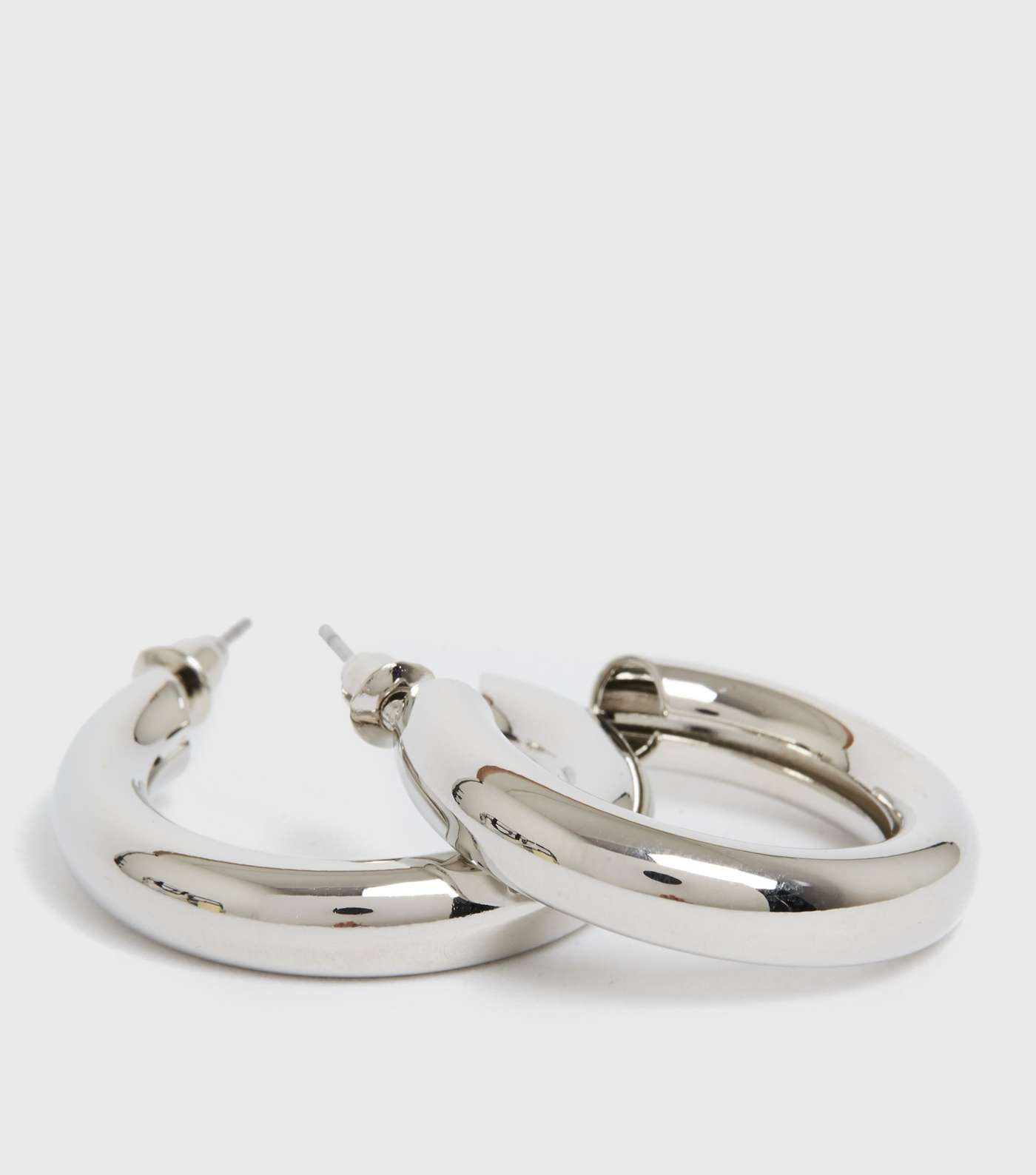 Silver Chunky Hoop Earrings  Image 3