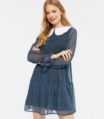 gingham dress blue