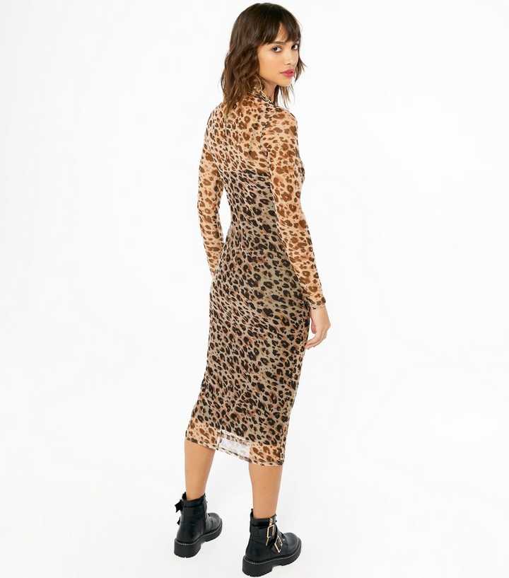Hot Mesh - Brown Leopard Print Midi Dress – DLSB