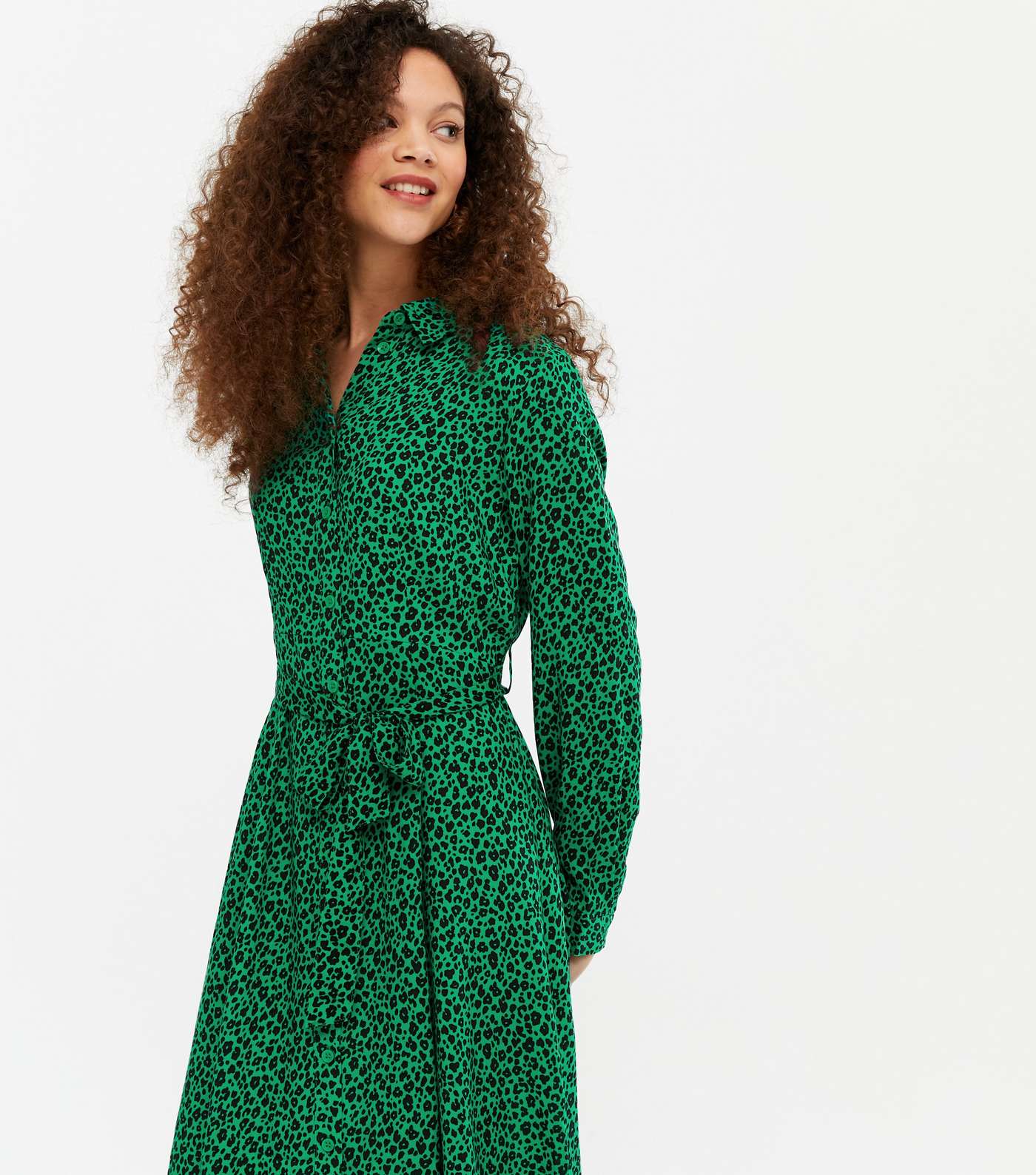 Petite Green Animal Print Midi Dress Image 4