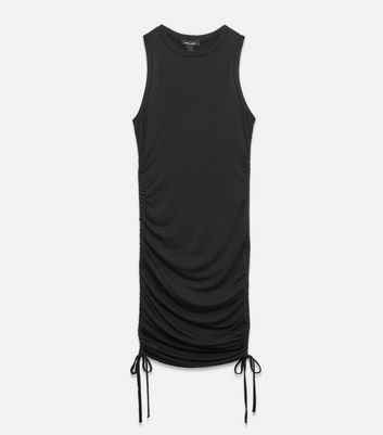 Image of Black Ruched Side Racer Mini Dress New Look
