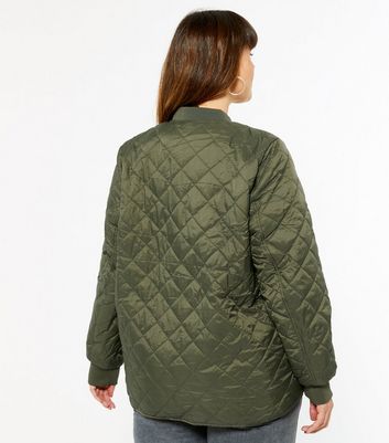 khaki quilted bomber jacket womens