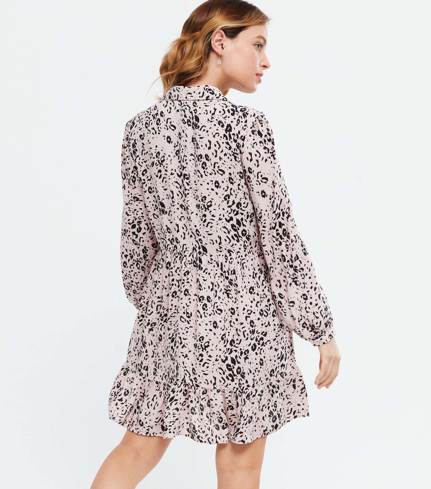 Petite Pink Leopard Print Smock Shirt Dress Image 4