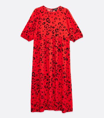 Collusion leopard print 2024 midi smock dress