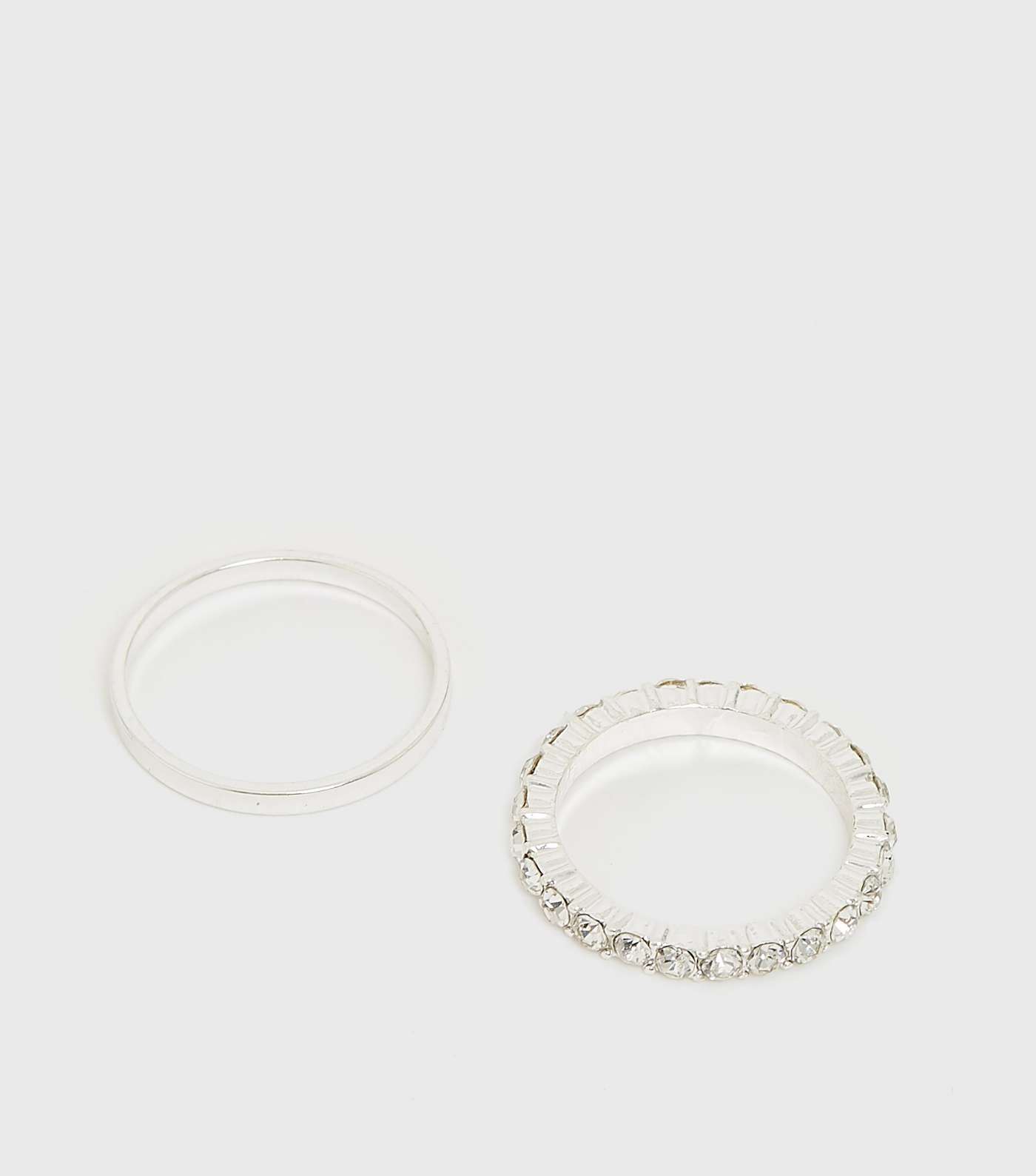 2 Pack Silver Diamanté Stacking Rings