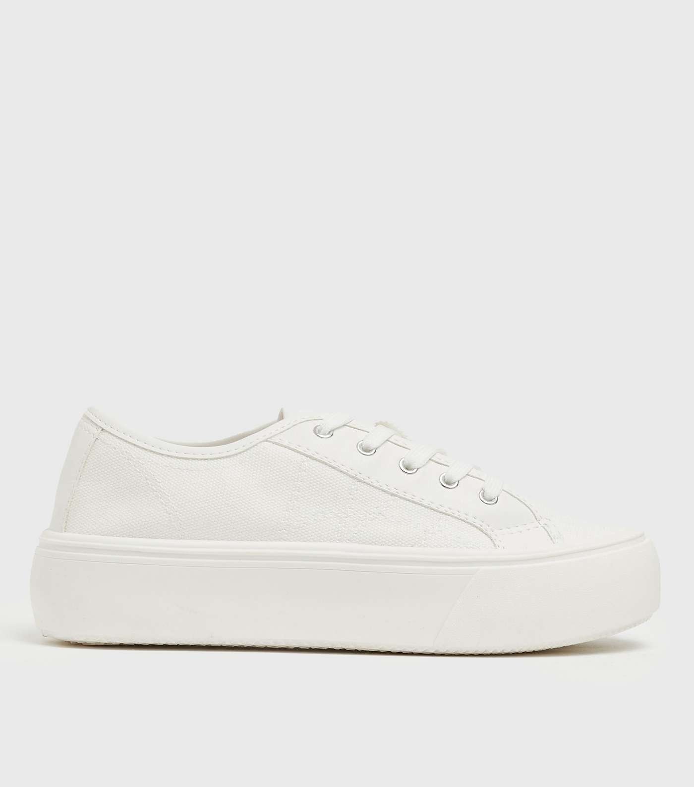 White Lace Up Flatform Trainers