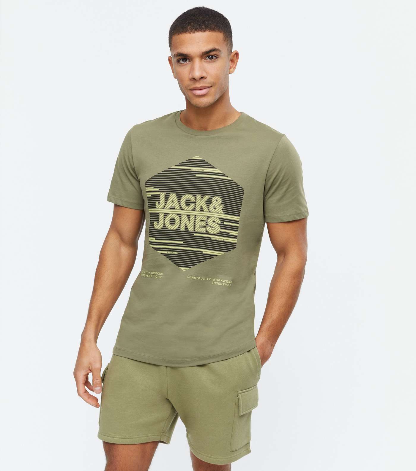 Jack & Jones Khaki Square Logo T-Shirt