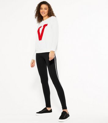 White Side Stripe Leggings 