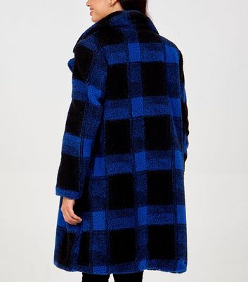 Blue check sales coat womens