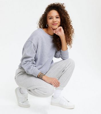 Petite Grey Cuffed Joggers | New Look