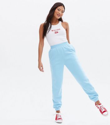 Petite Pale Blue Cuffed Joggers | New Look