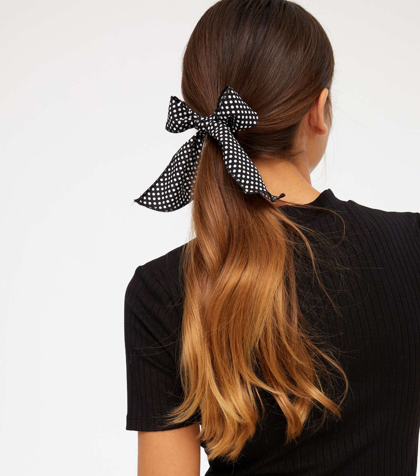 Girls Black Spot Bow Hair Band and Scrunchie Set Image 2