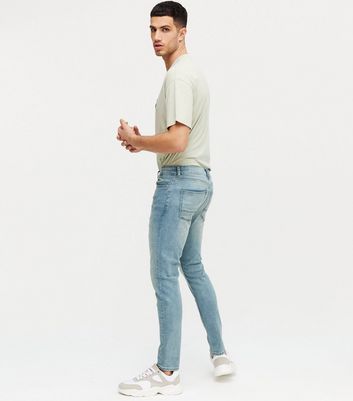 Blue Vintage Wash Skinny Stretch Jeans 