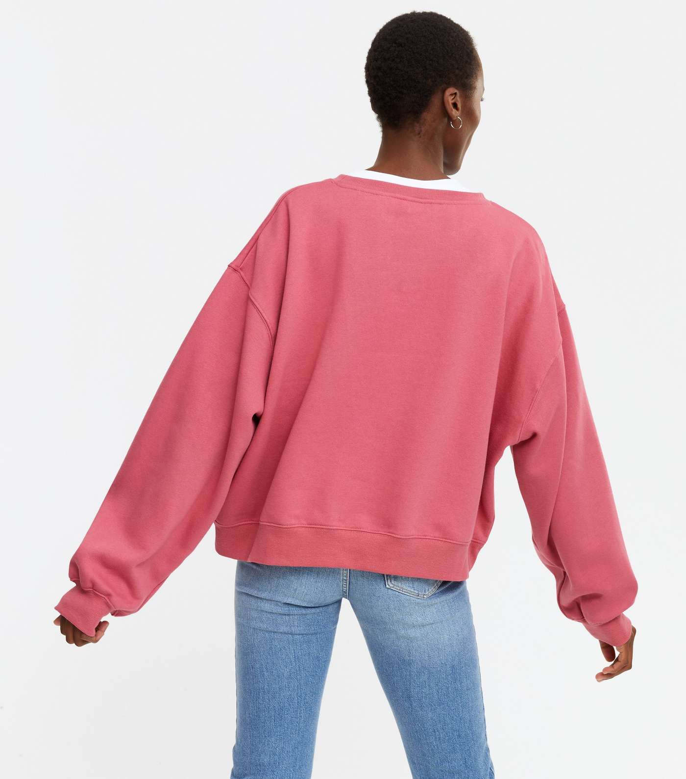 Tall Bright Pink Crew Neck Sweatshirt Image 3