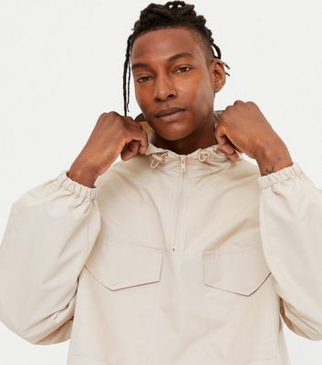Stone Hooded Oversized Utility Jacket 