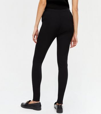 Black Zip Long Length Slim Leg Trousers 