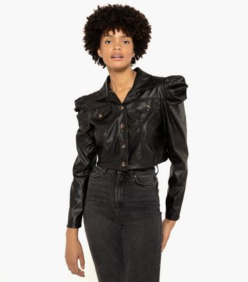 cropped leather jacket new look