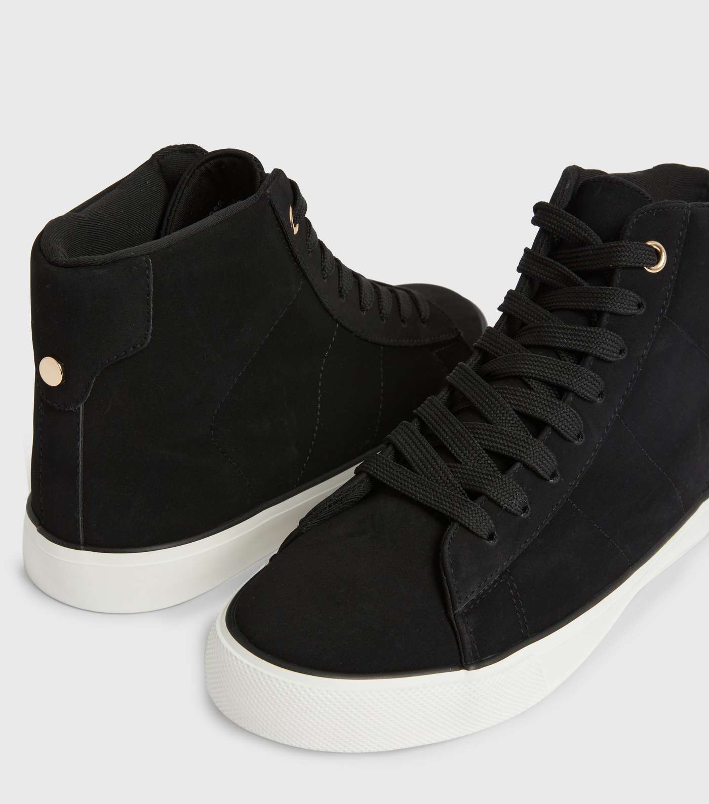 Black Suedette High Top Trainers Image 4