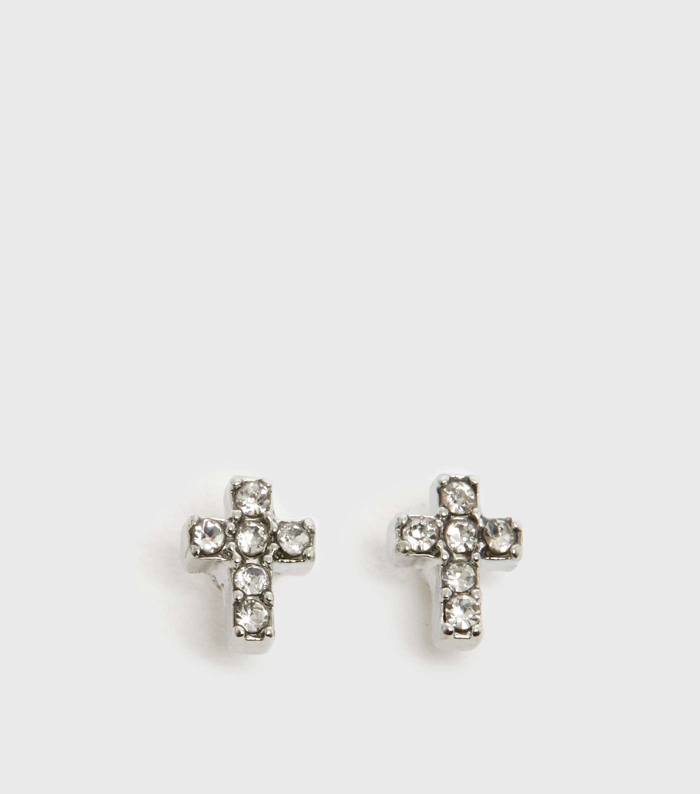 Silver Diamanté Cross Stud Earrings