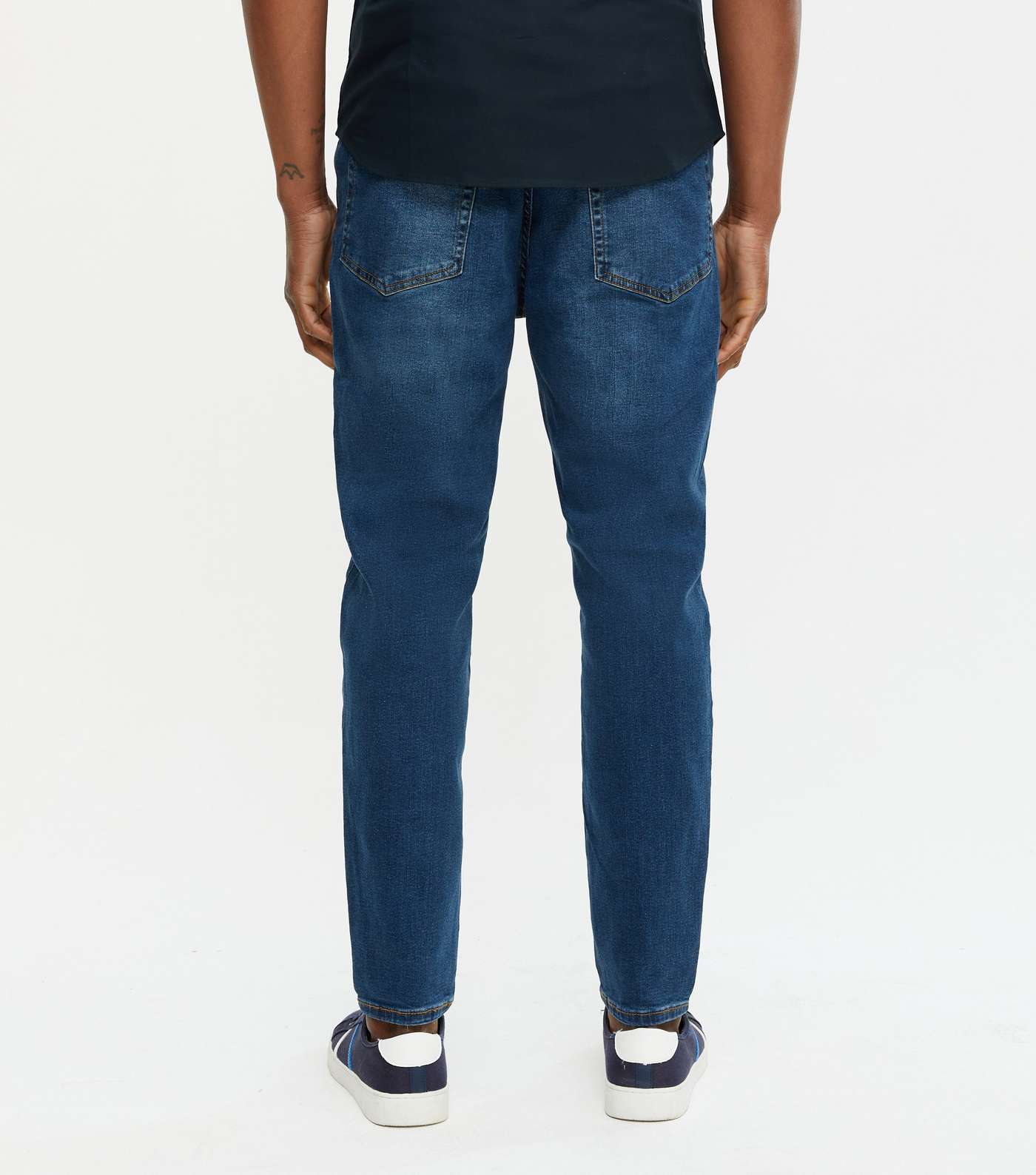 Blue Mid Wash Tapered Leg Jeans Image 4