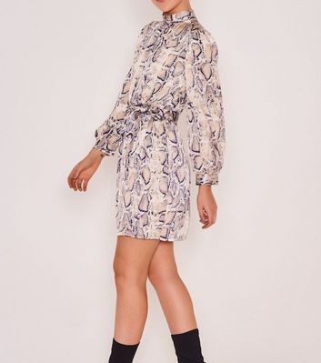 High neck 2024 snake print dress