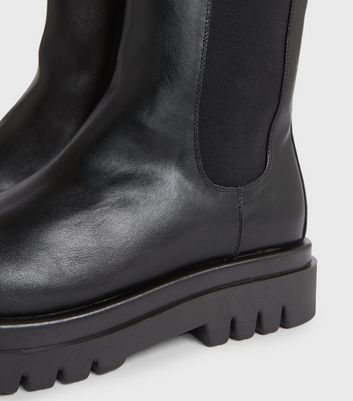 black chunky ankle length boots