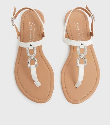 White flat sandals cheap new look