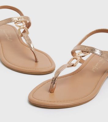 Rose gold discount flat sandals uk