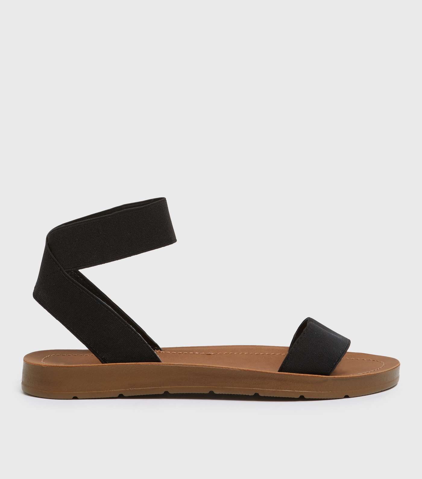 Black Elasticated Strap Footbed Sandals 