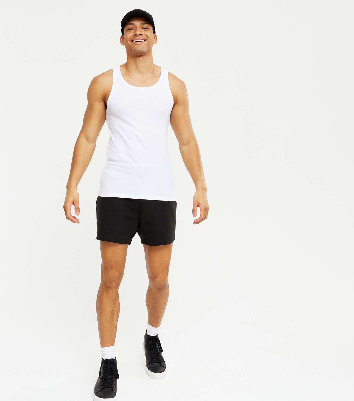 White Ribbed Jersey Muscle Fit Vest Image 2