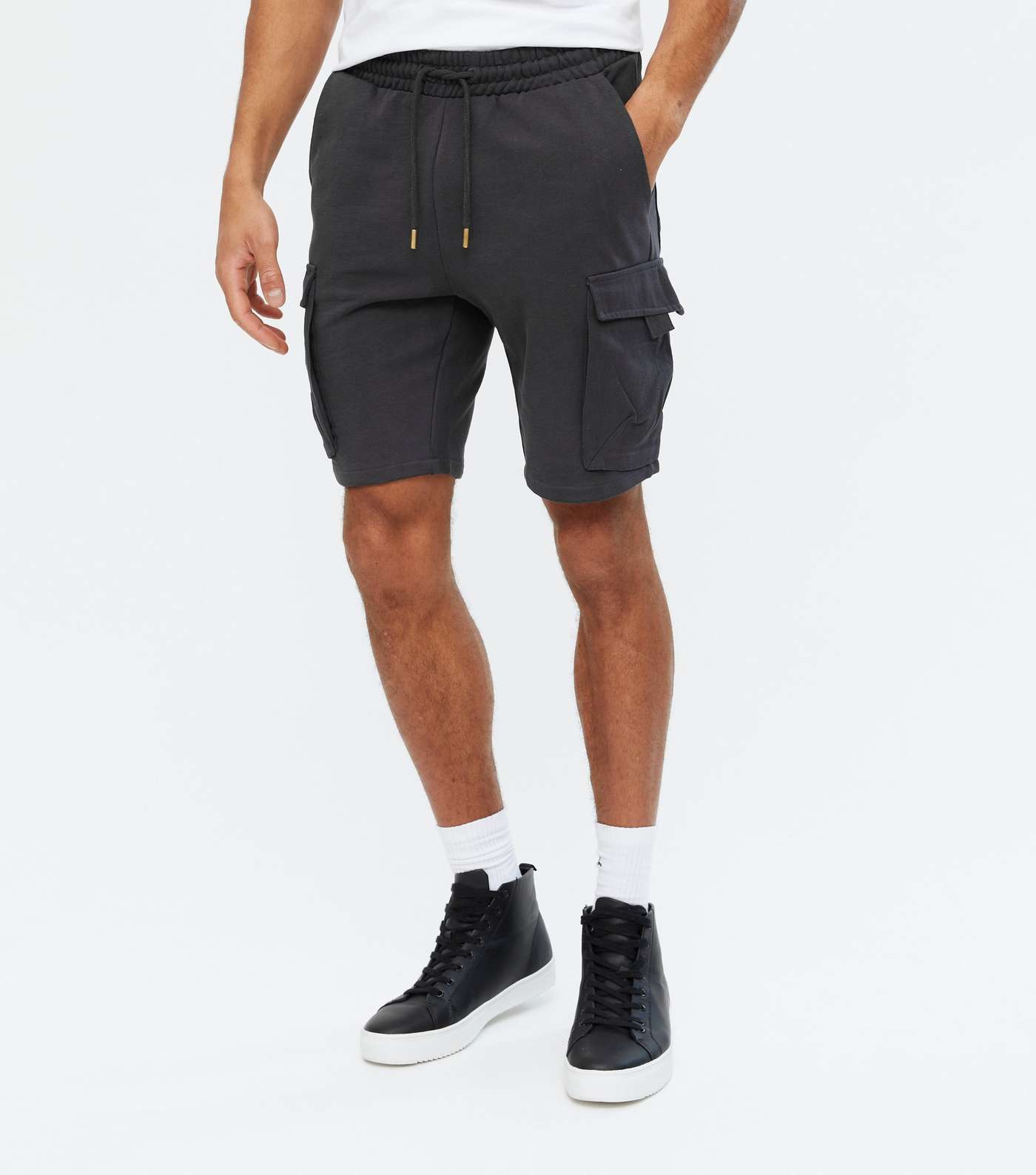 Only & Sons Black Tie Waist Cargo Shorts Image 2