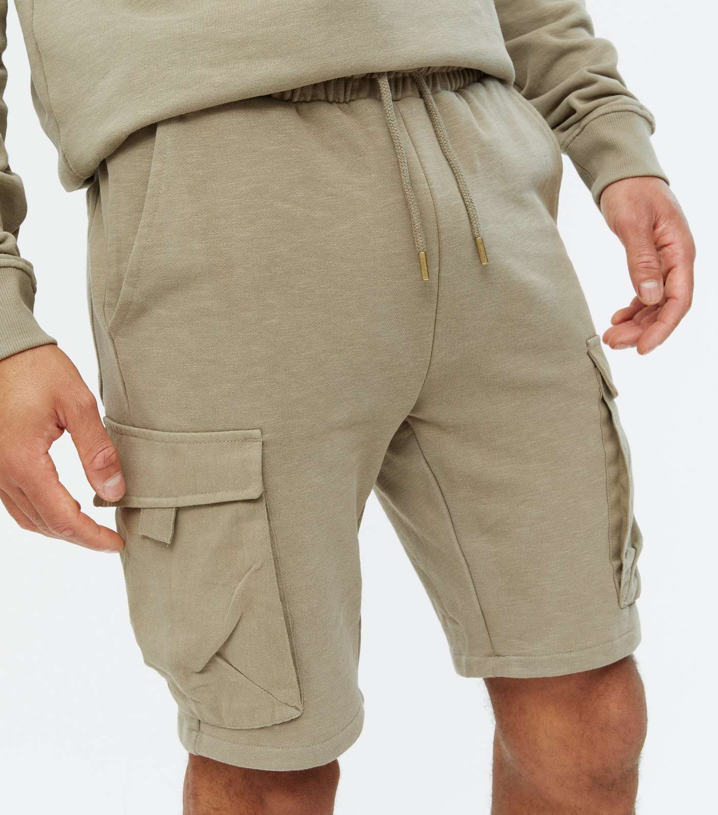 Only & Sons Olive Tie Waist Cargo Shorts Image 3
