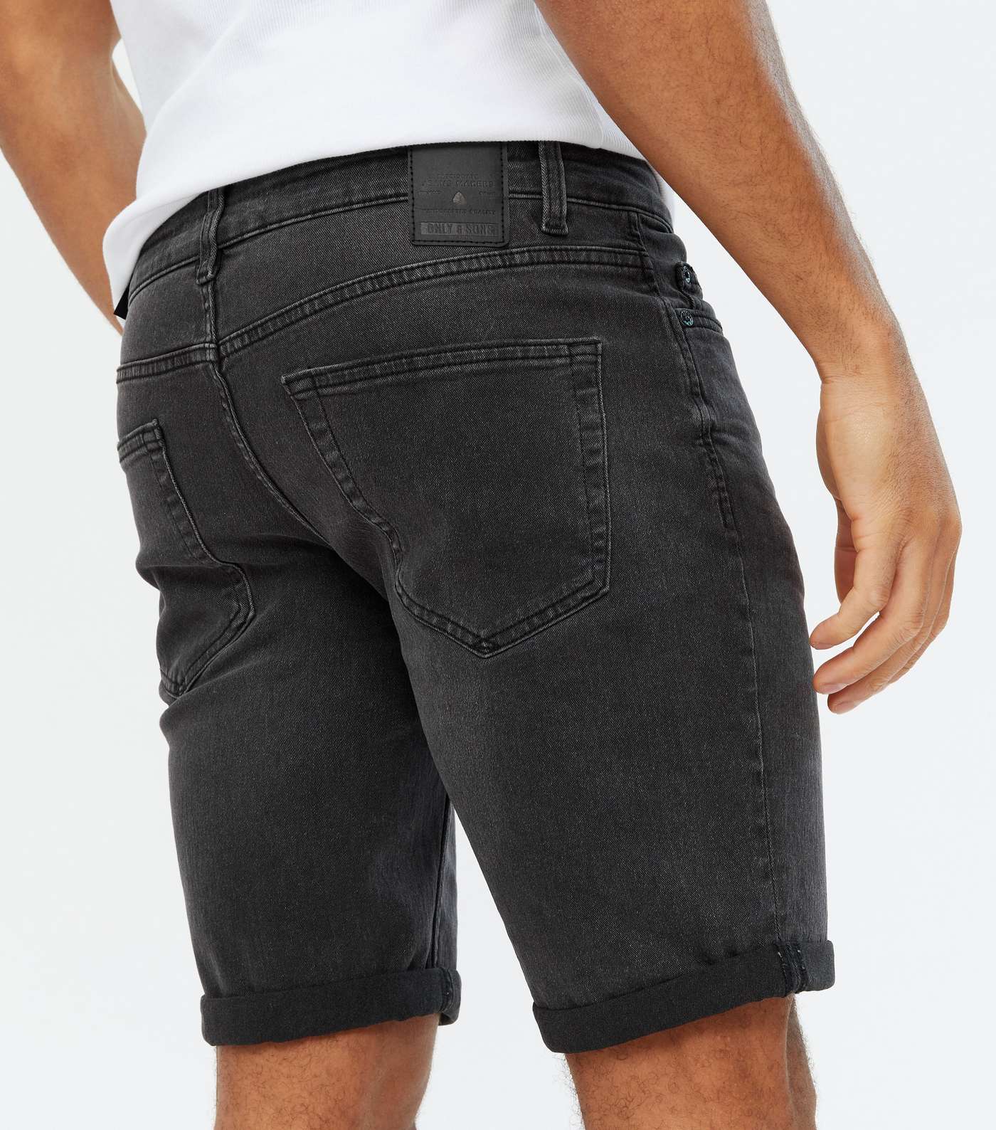 Only & Sons Dark Grey Denim Slim Fit Shorts Image 3