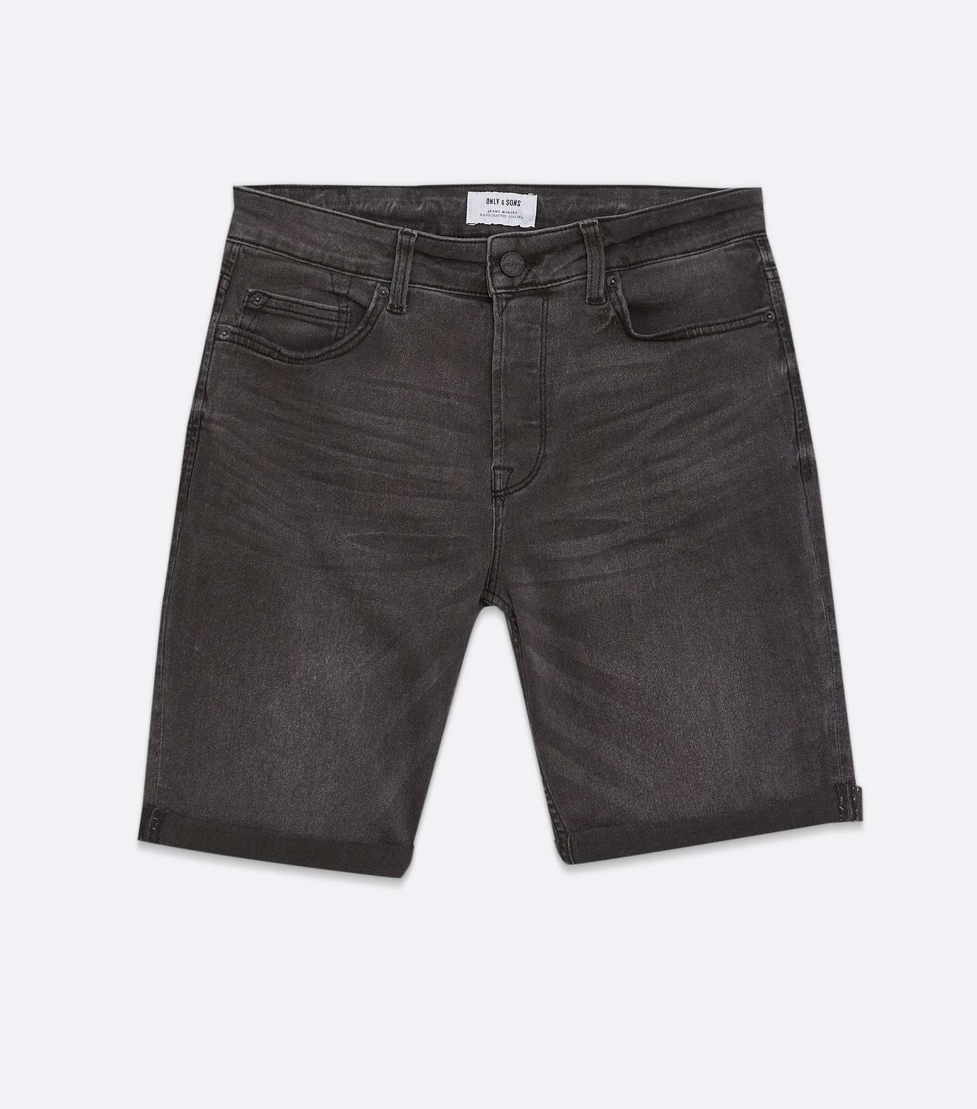Only & Sons Dark Grey Denim Slim Fit Shorts Image 5