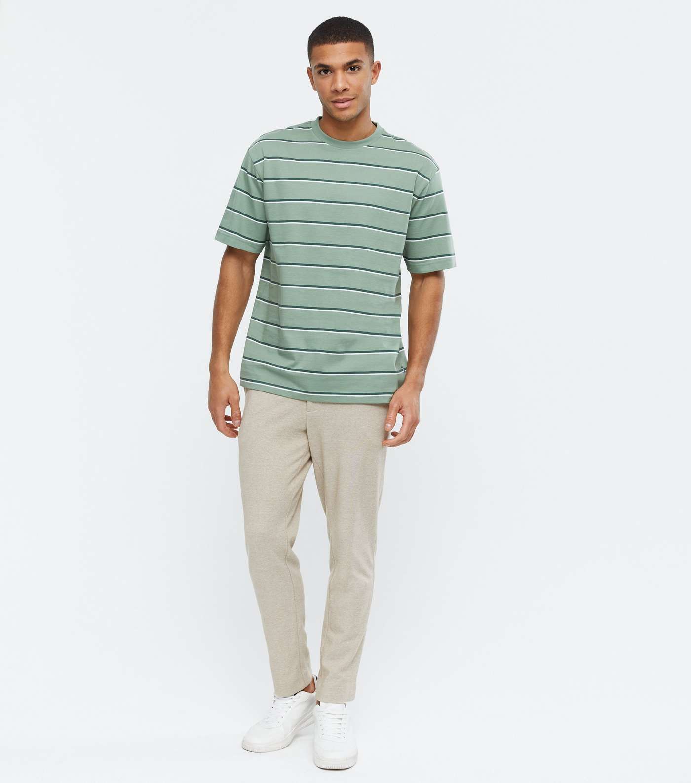 Only & Sons Green Stripe Oversized T-Shirt Image 2