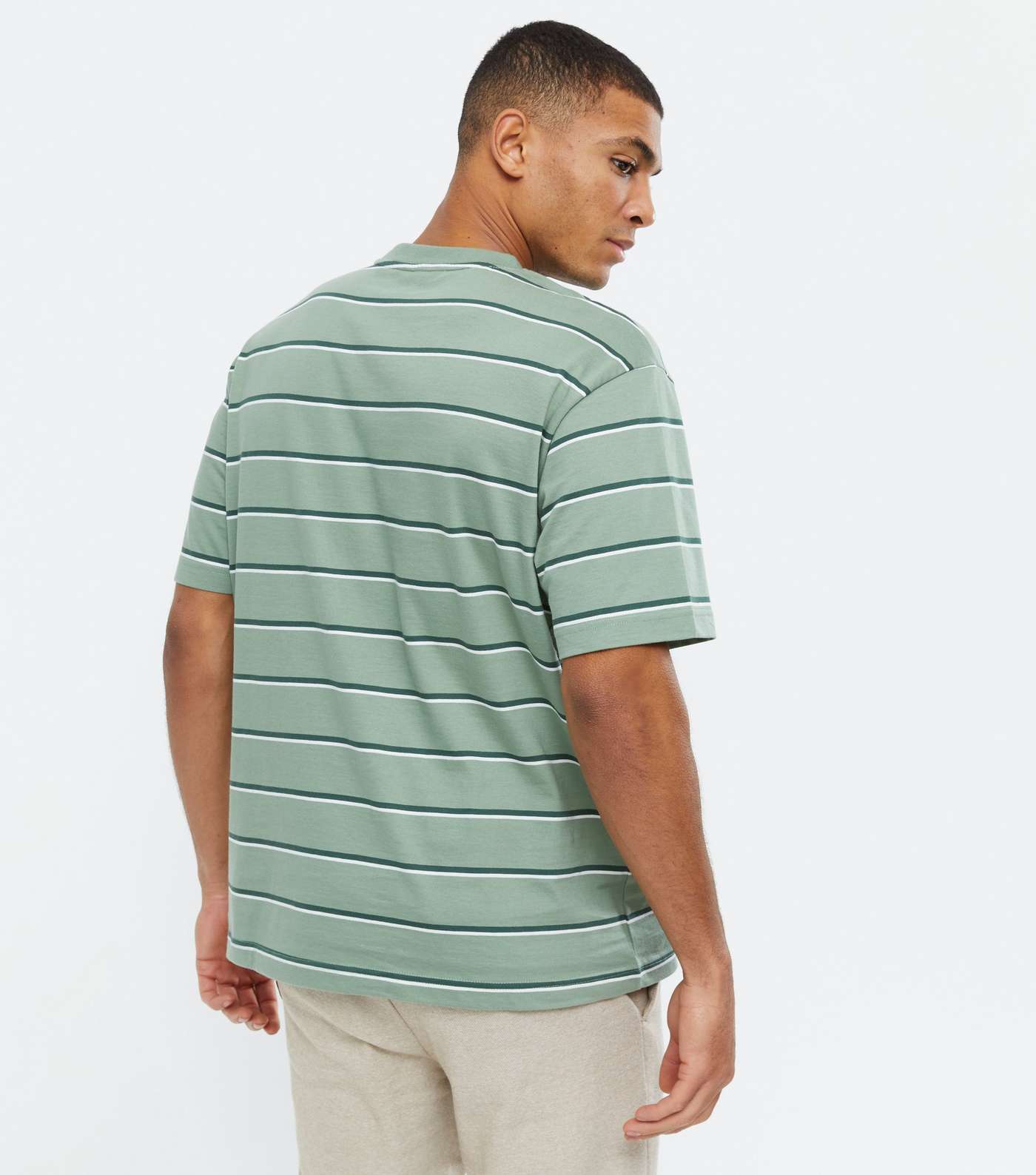 Only & Sons Green Stripe Oversized T-Shirt Image 4