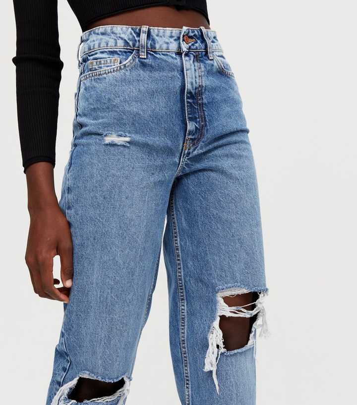 Tall Ripped Knee Mid Rise Baggy Boyfriend Jeans