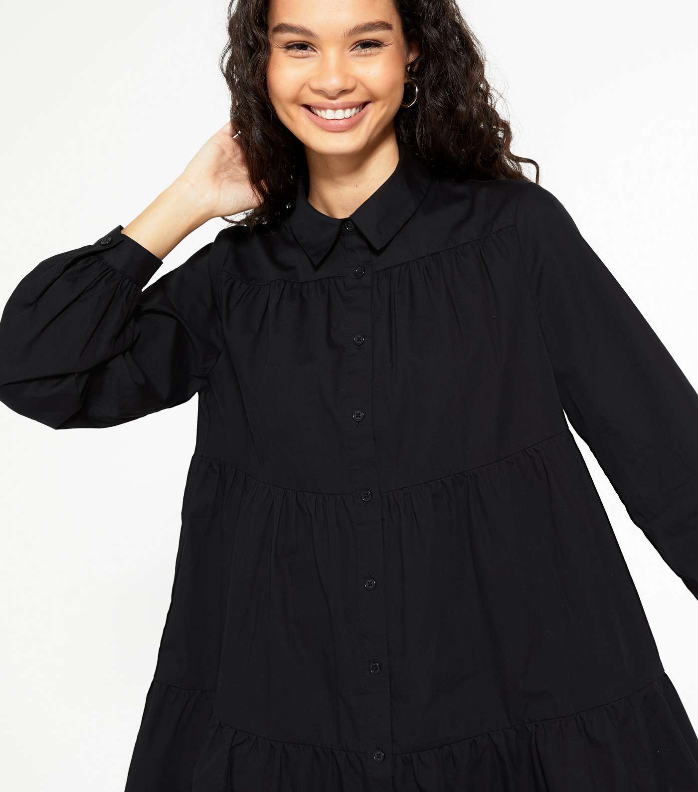 Black Collared Tiered Shirt  Image 4