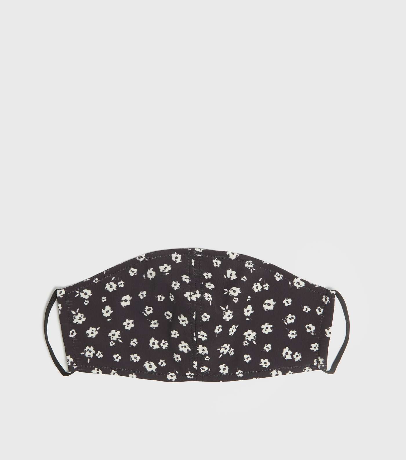 Black and White Ditsy Floral Reusable Face Covering Image 2