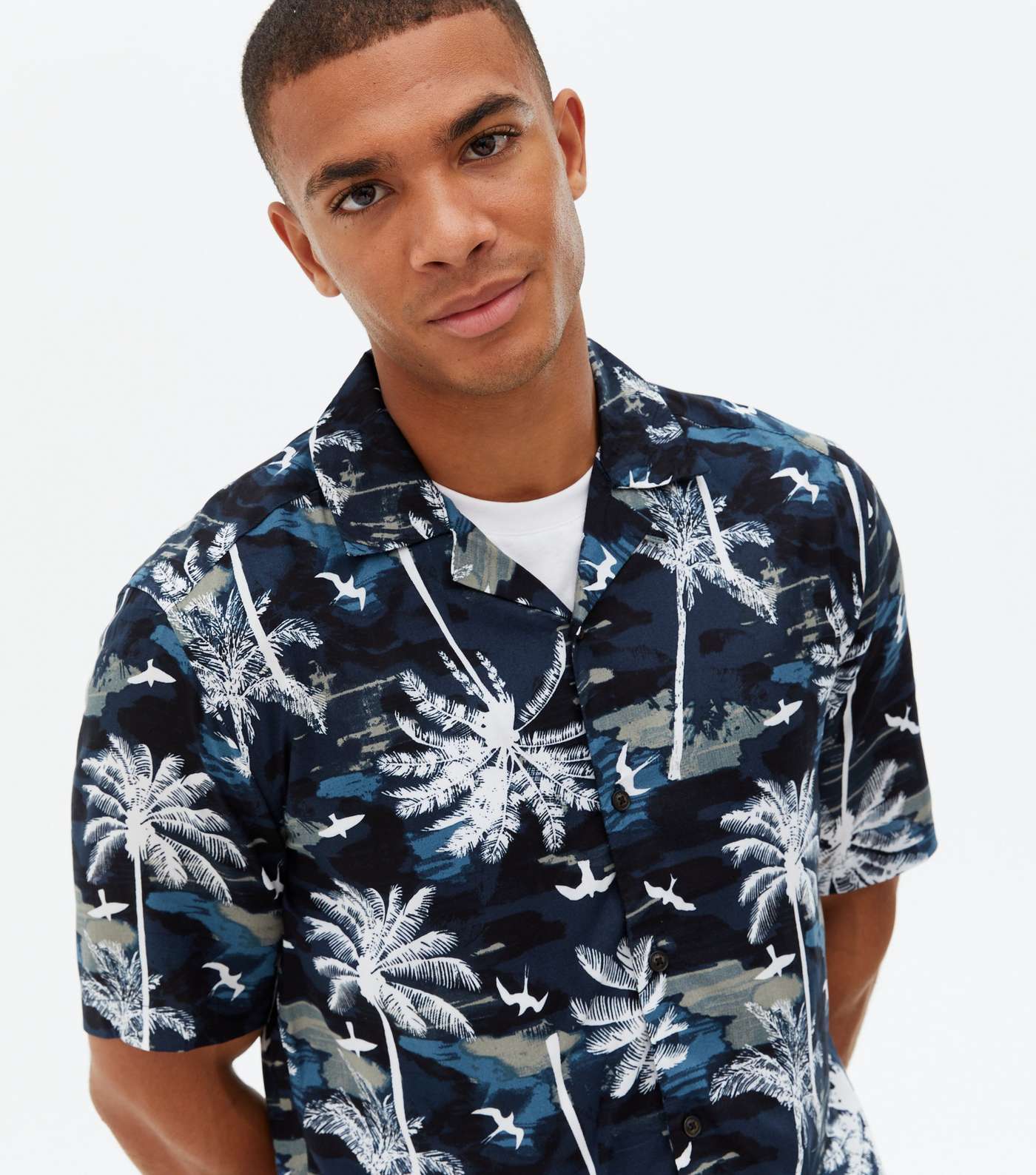 Only & Sons Navy Palm Short Sleeve Shirt