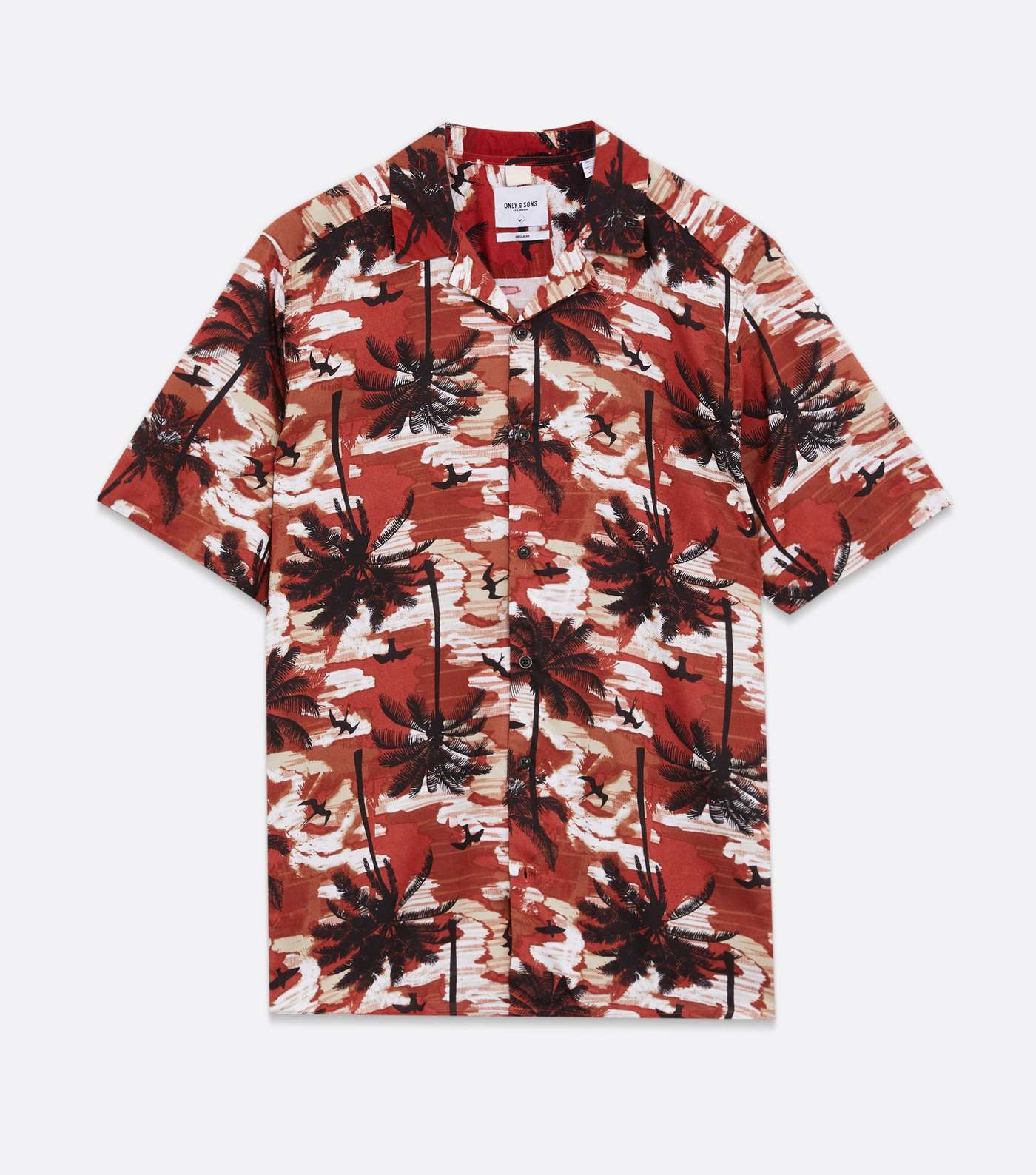 Only & Sons Dark Red Palm Short Sleeve Shirt Image 5