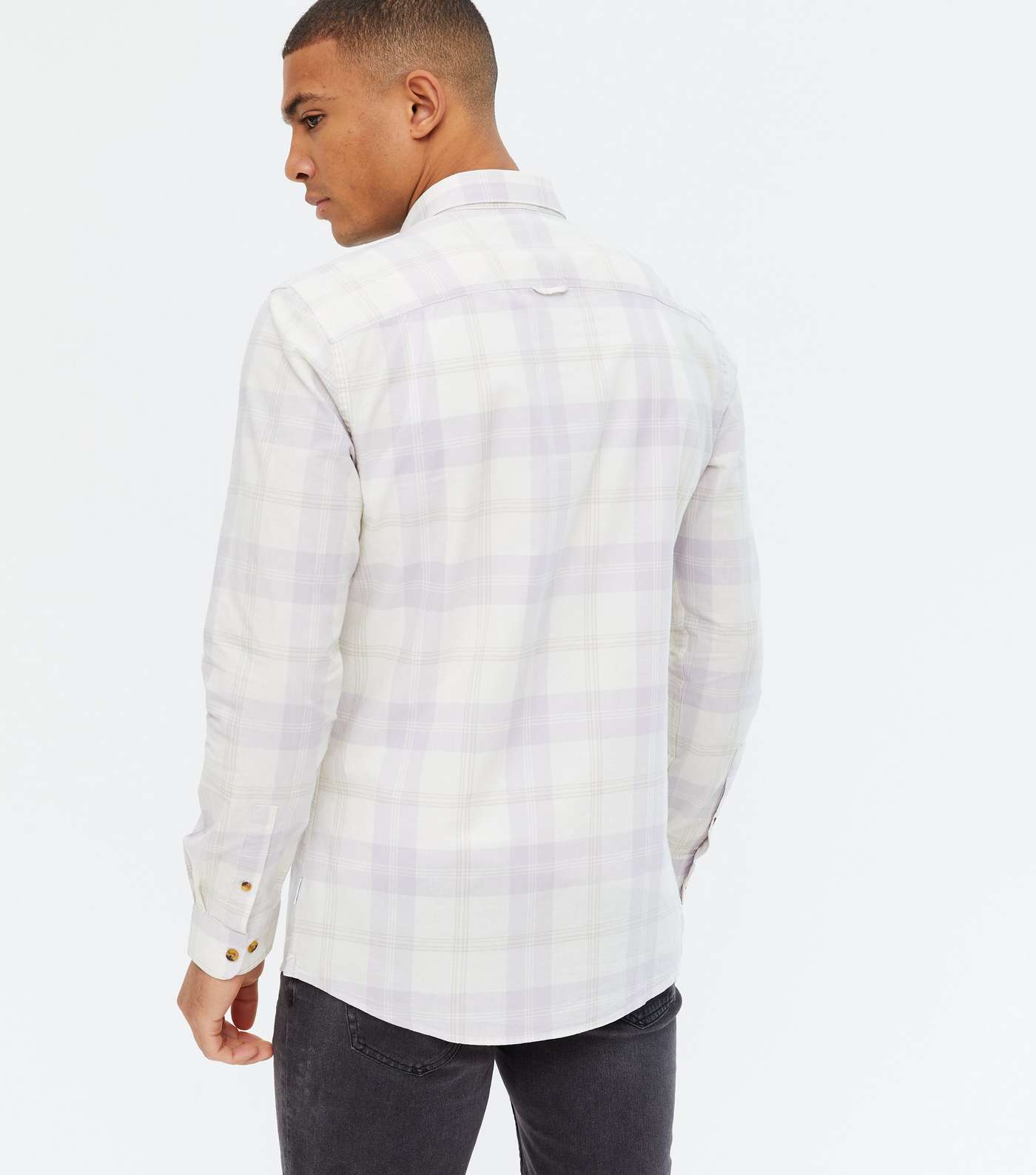 Only & Sons Pale Grey Check Long Sleeve Shirt Image 4