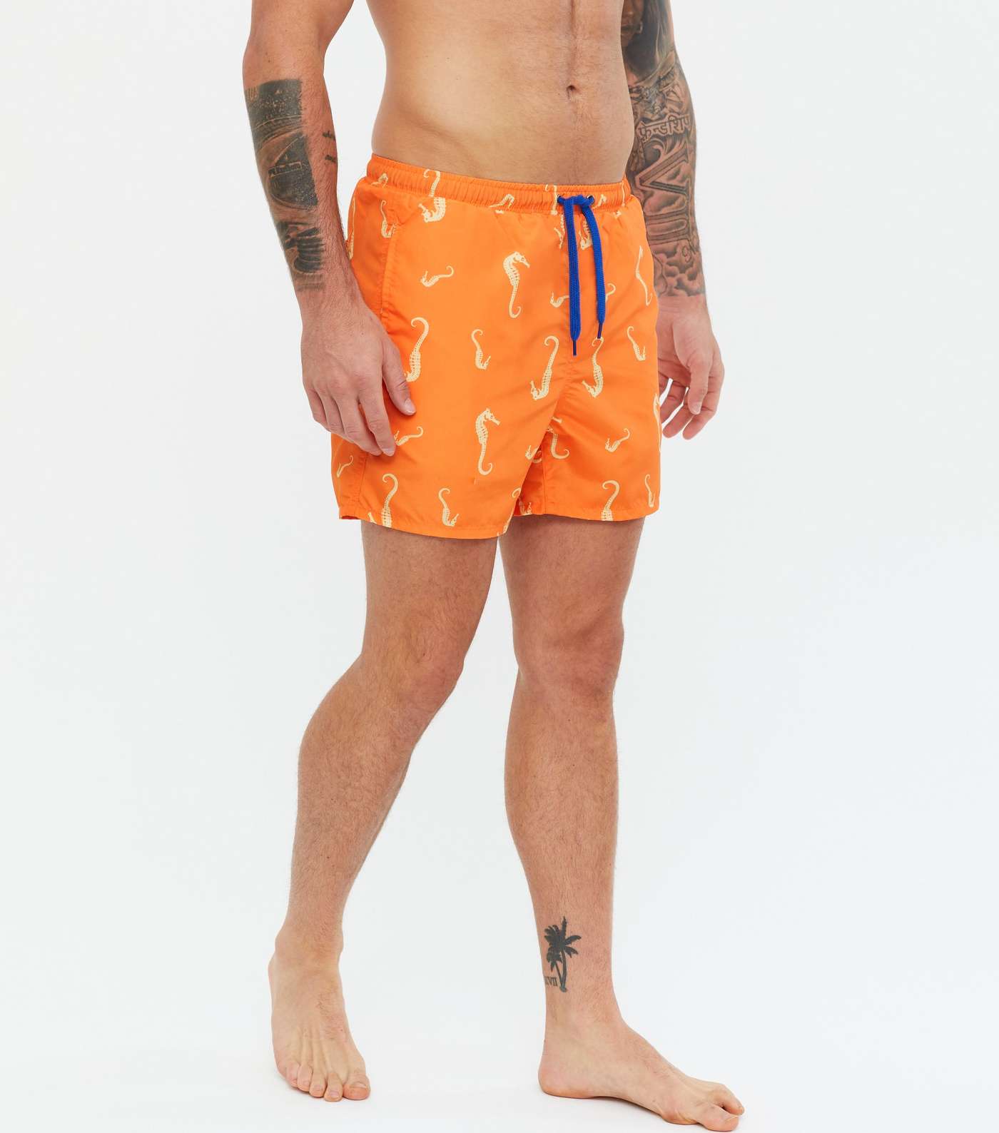 Only & Sons Bright Orange Seahorse Swim Shorts Image 2