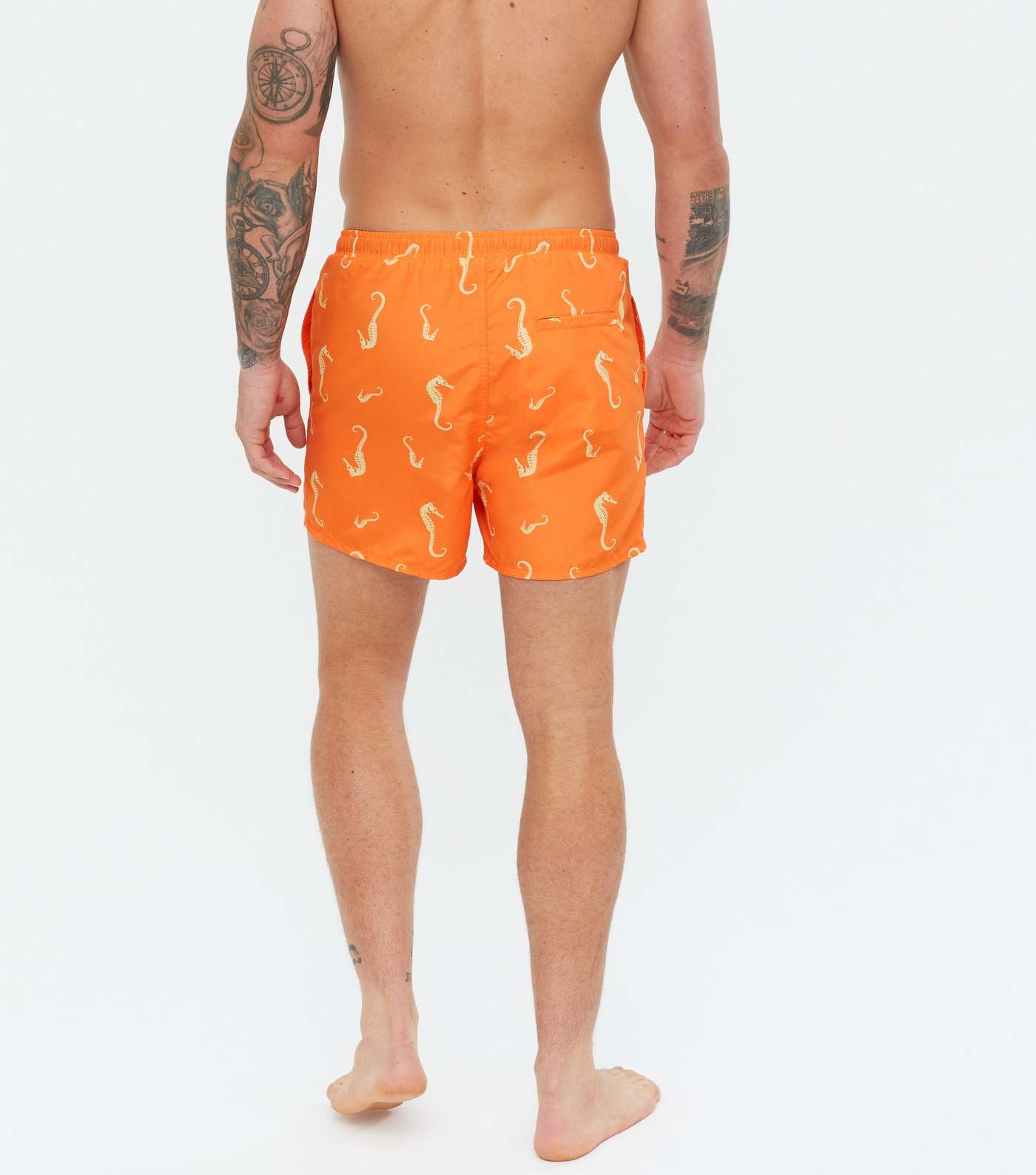 Only & Sons Bright Orange Seahorse Swim Shorts Image 4
